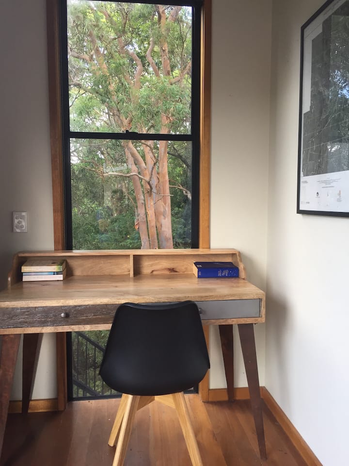 Desk nook with bushland view