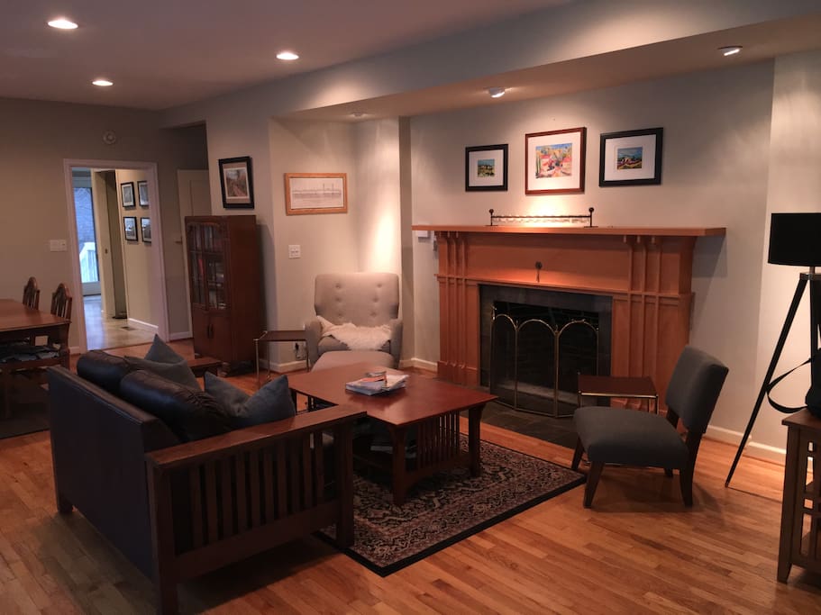 Family room, gas fireplace.