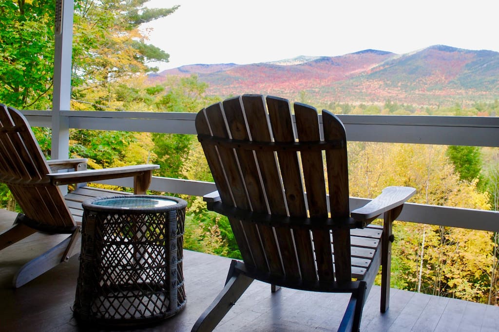 Back deck, with views of the AuSable River and the Stephenson Mountain Range.