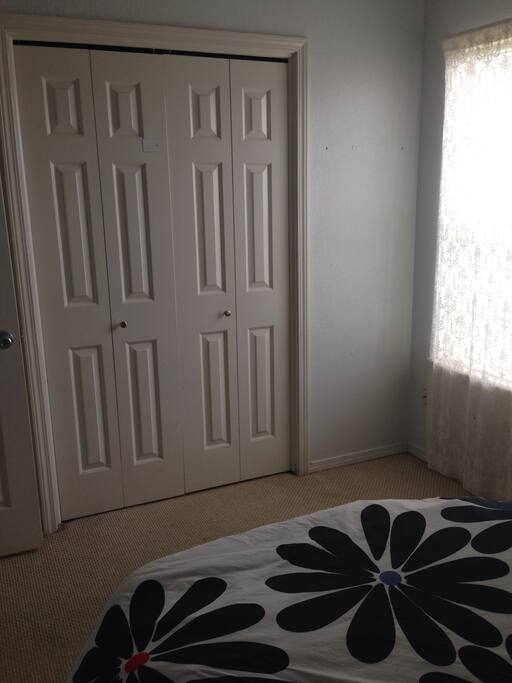 Closet and hangers. We keep some stuff that is not need it, if we need something, we will let you know before hand, we respect your privacy.