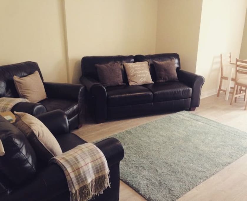 Newly refurbished living room with wood burning stove- so cosy!