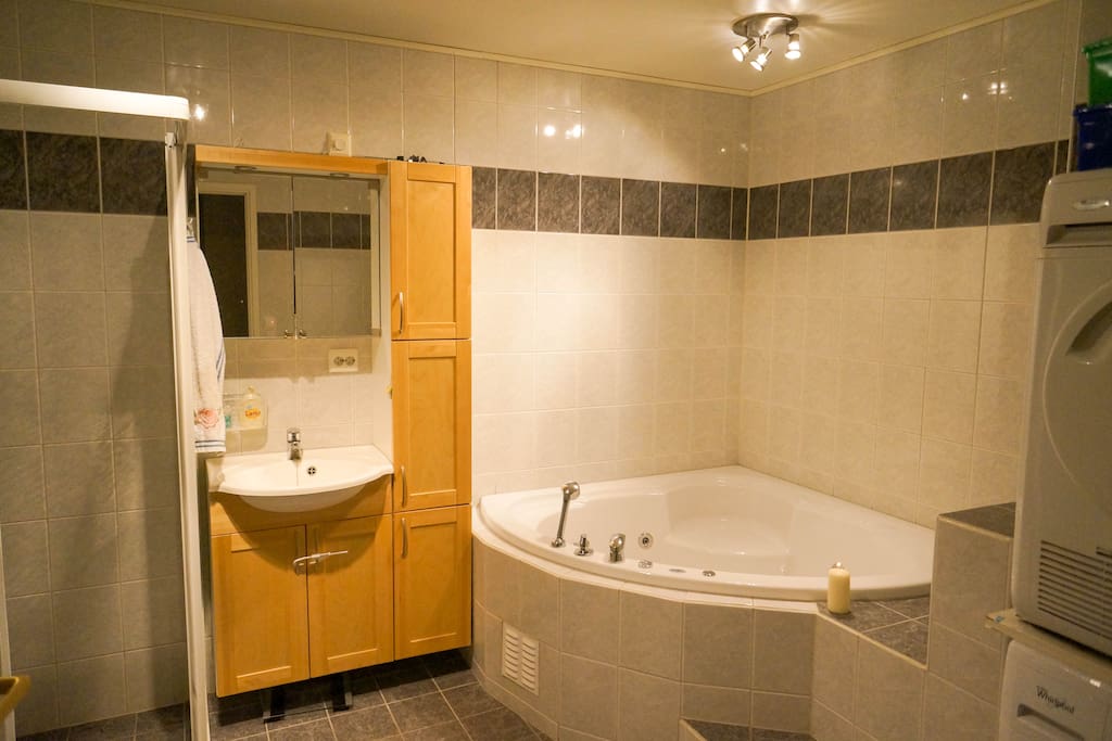 Bathroom. Jaquzzi and a big shower. Washer and dryer. heating on the floor.