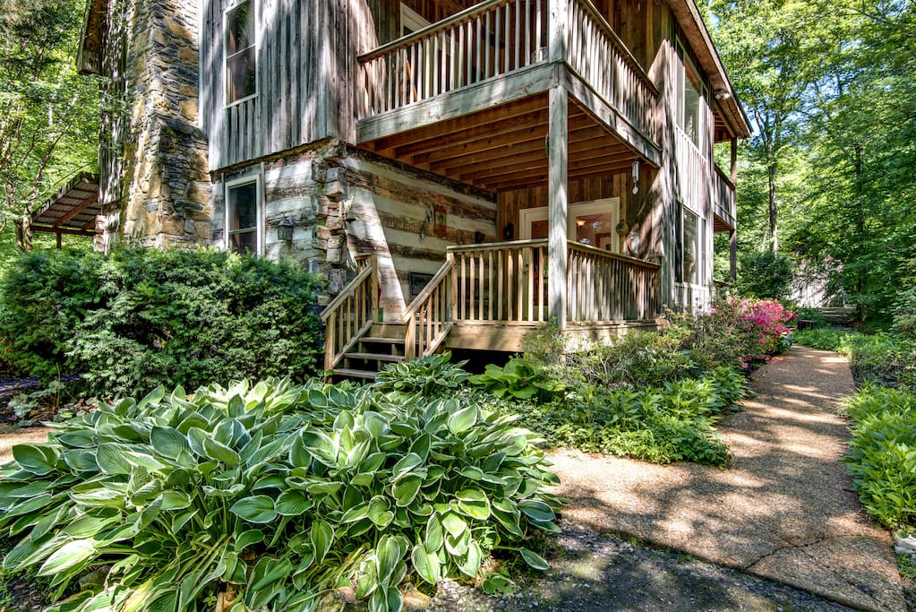 Reconstructed log cabin with logs over 200 years old