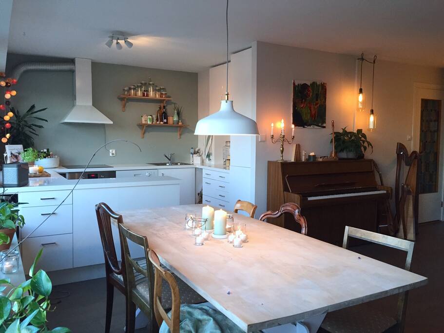 The apartment is open and airy.
