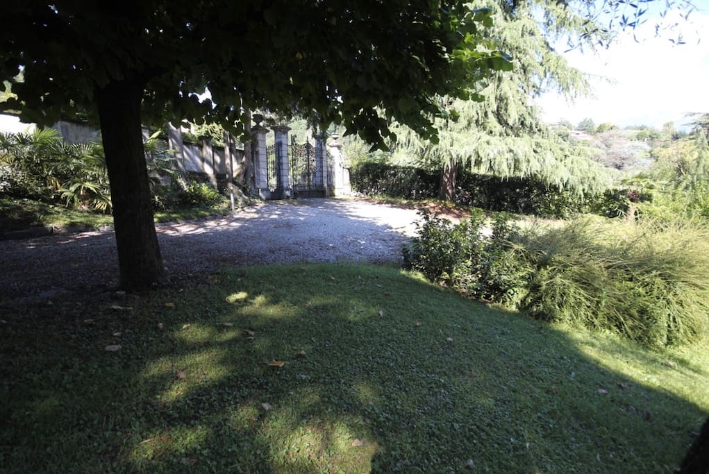 Part of the garden, and the entrance gate.