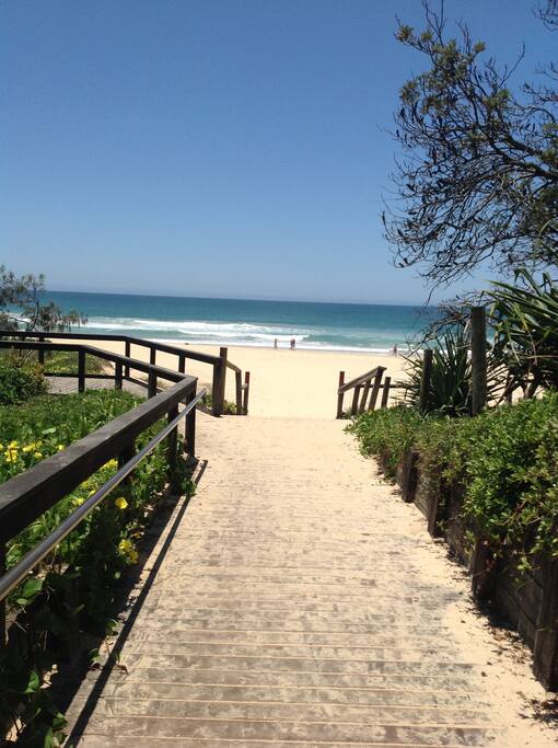 Our beach 500mtrs walk past coffee shop.