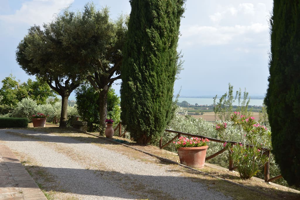The beautiful landscape on the Trasimeno Lake from the Villa Patrizia's little hill
