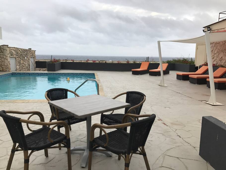 Terrace with view of landing strip. Great for plane spotting and relaxation