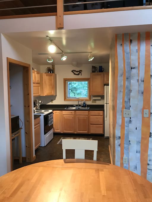 View from dining room to kitchen