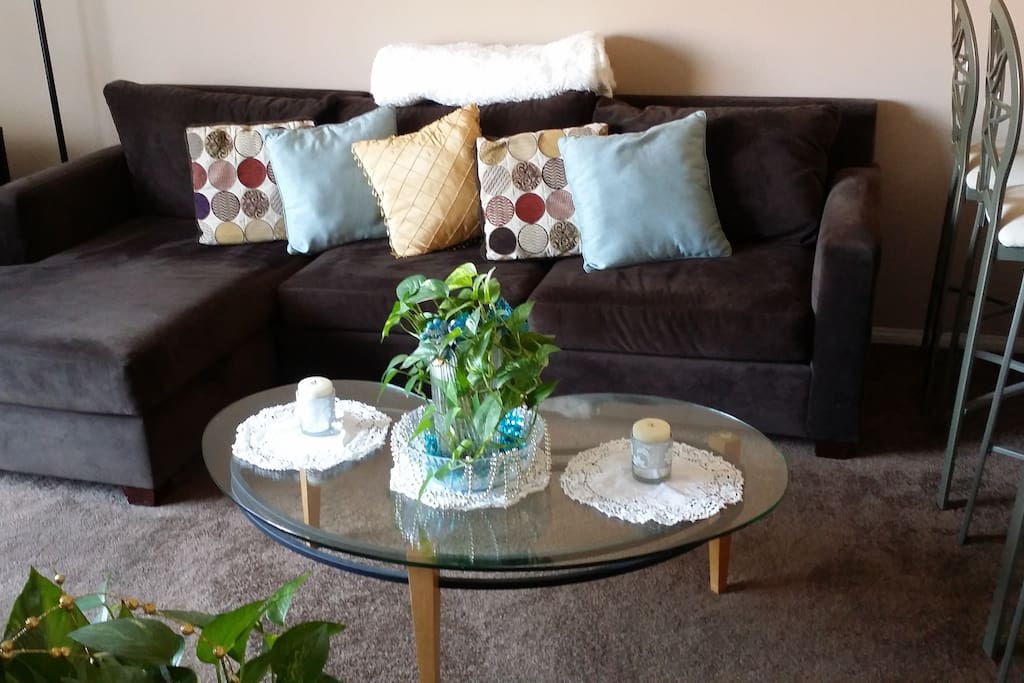 Fold out sofa into queen size bed.