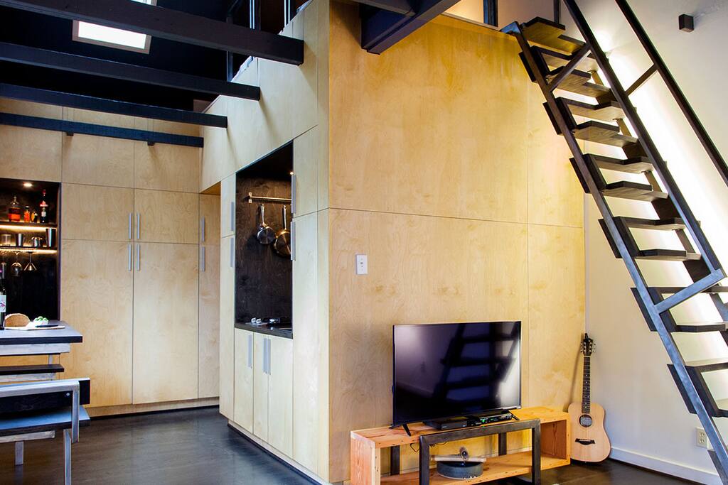 Custom serpentine alternating tread stair/ladder to loft