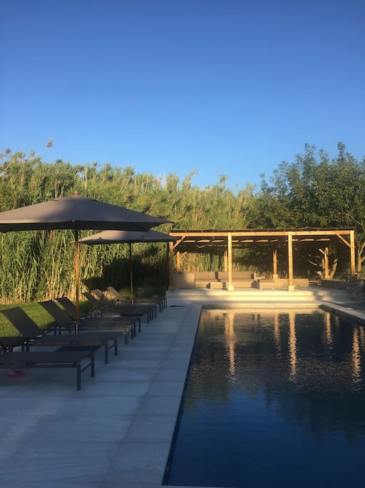 Sunset over the pool