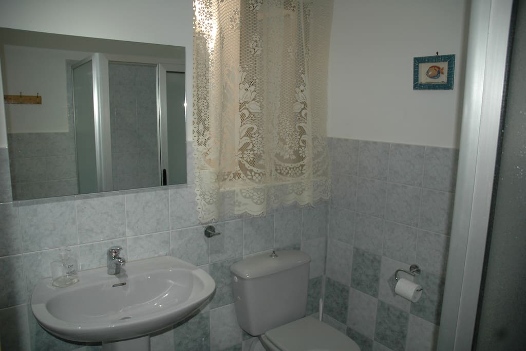 Bathroom with shower.