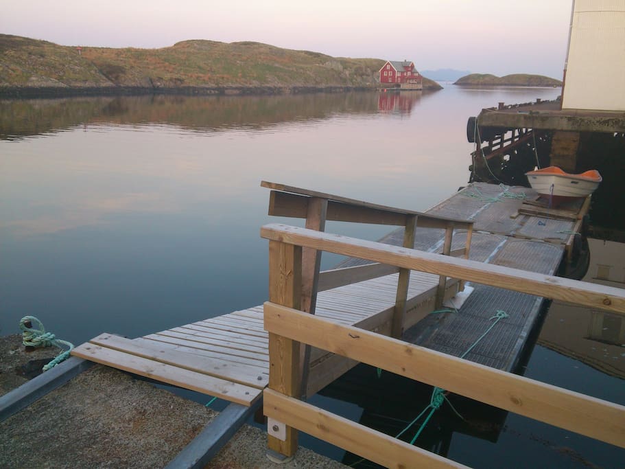 Our floating dock, connected with our quay, outside the southern livingroom window.