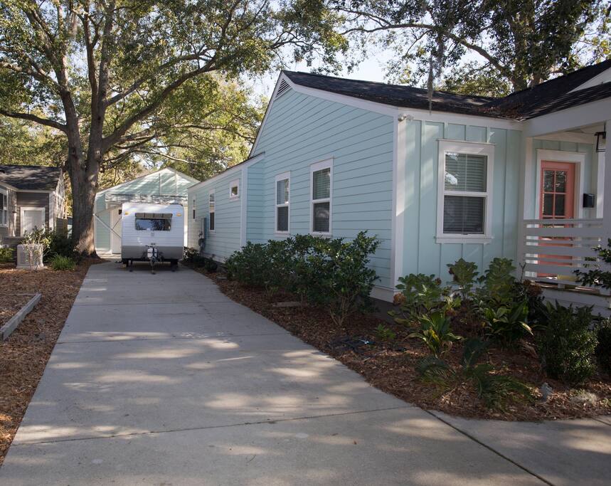 Stationary Camper beside main residence