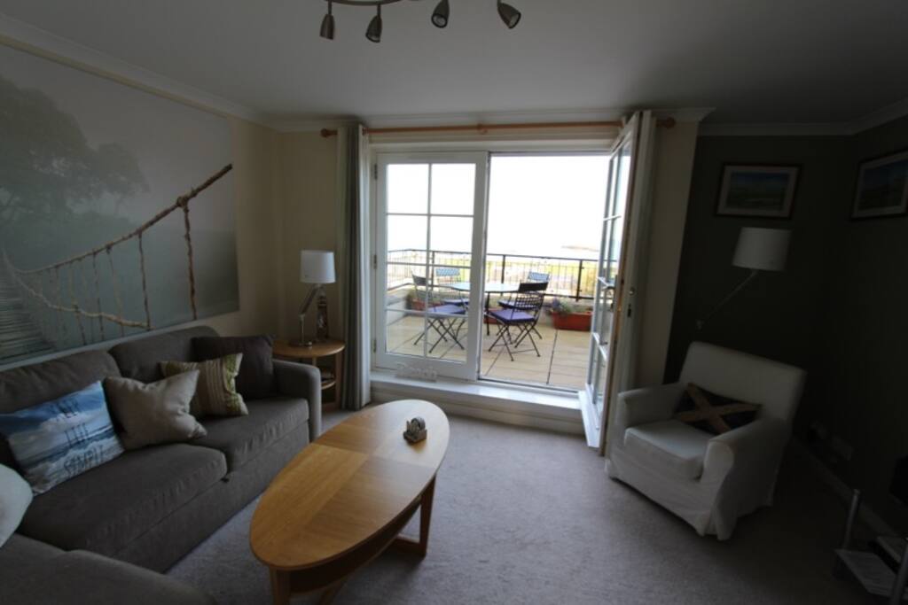 living room with sea views