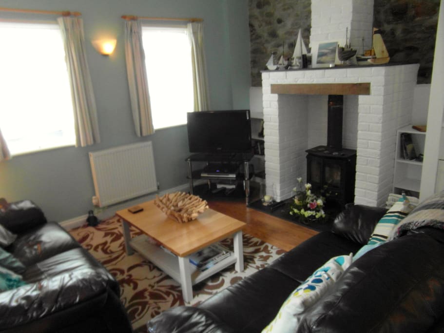 Living room with woodburner