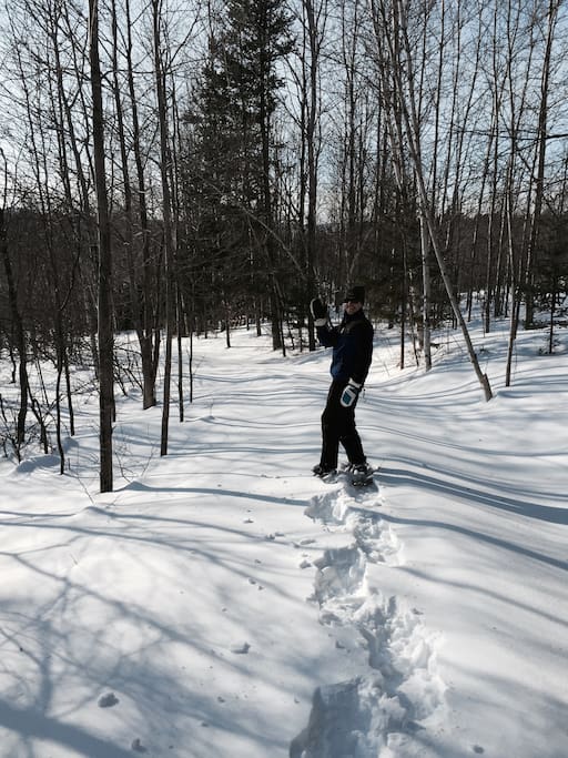 Snowshoeing on the farmroad