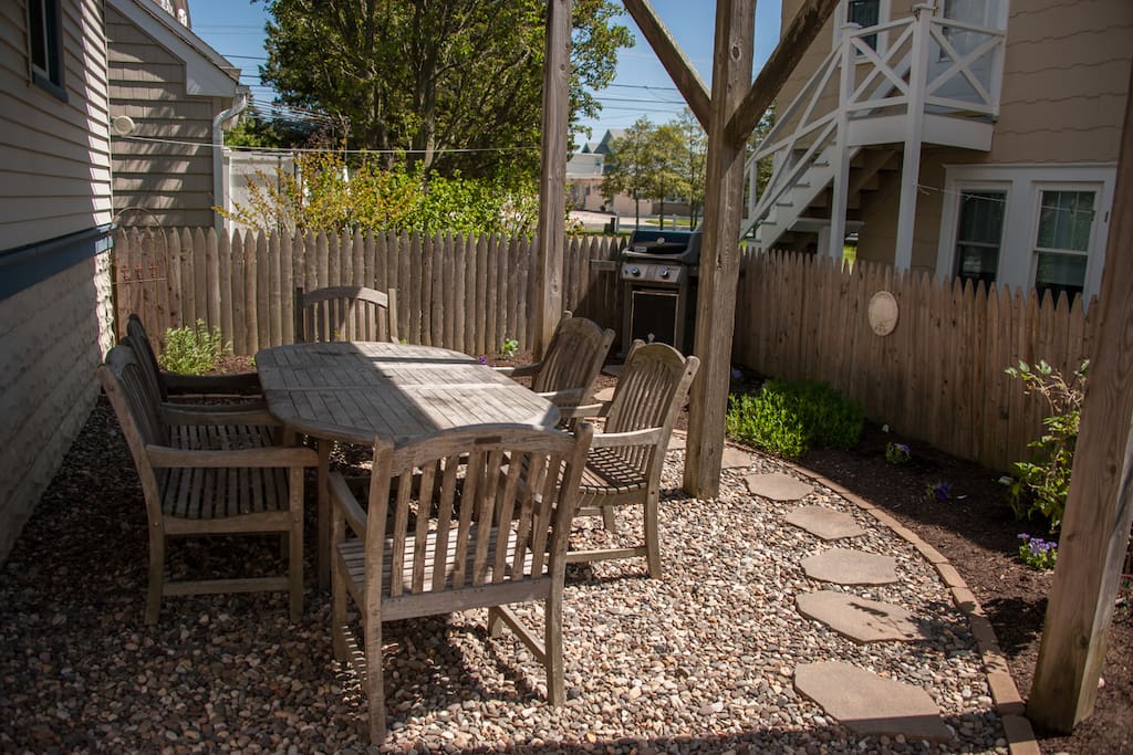 back garden area with gas grill