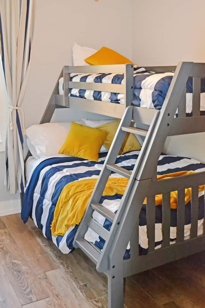 Everyone loves sleeping in bunk beds! These beds are great for kids and large enough for adults. Quality mattresses ensure a great night's sleep for everyone. Full and twin size beds