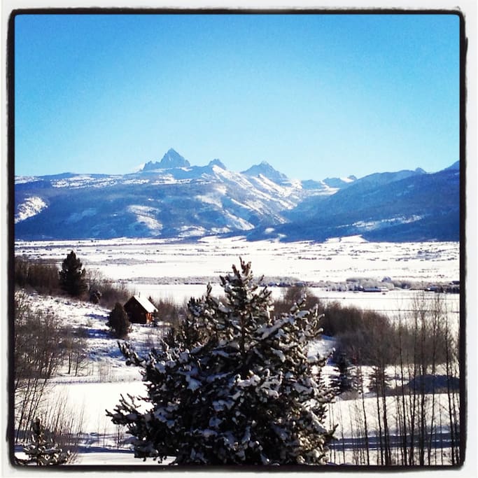Winter time Teton view from the front balcony