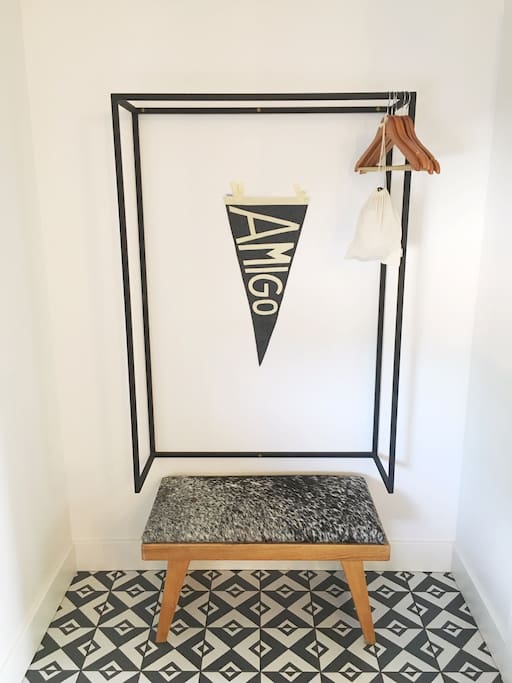 All rooms have a small alcove to hang your clothes, or just toss your bag on the floor if that feels better!