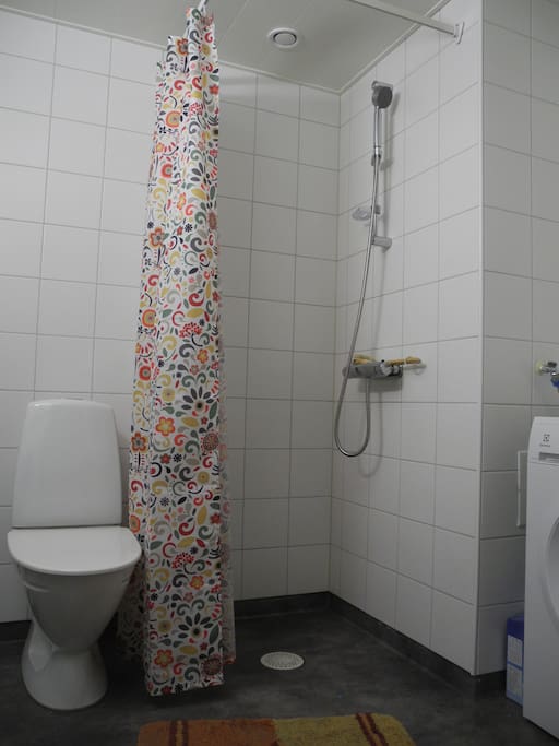 bathroom, equipped with washing machine