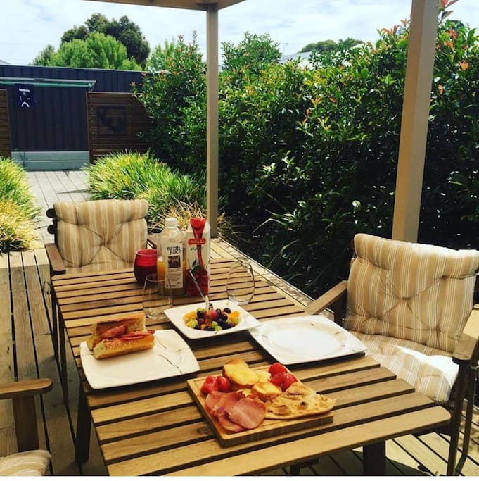 Breakfast table outside