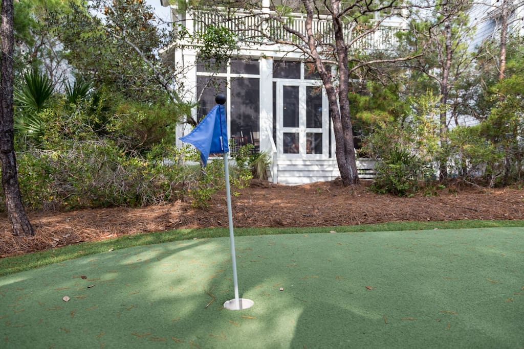 Step out your back door onto the putting green.