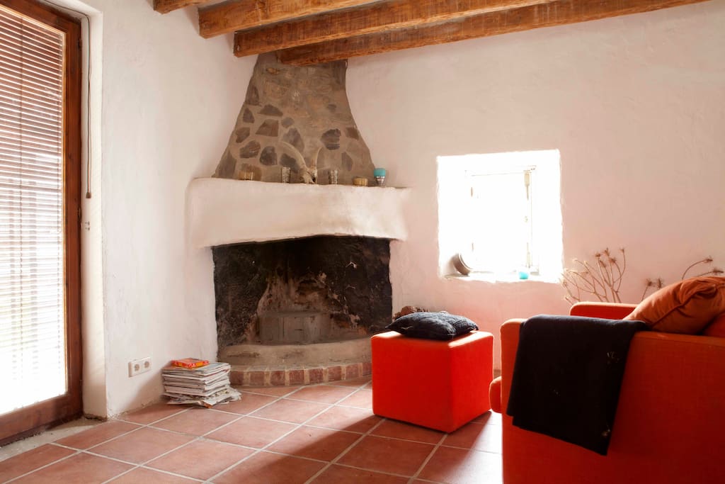 Living room with fireplace