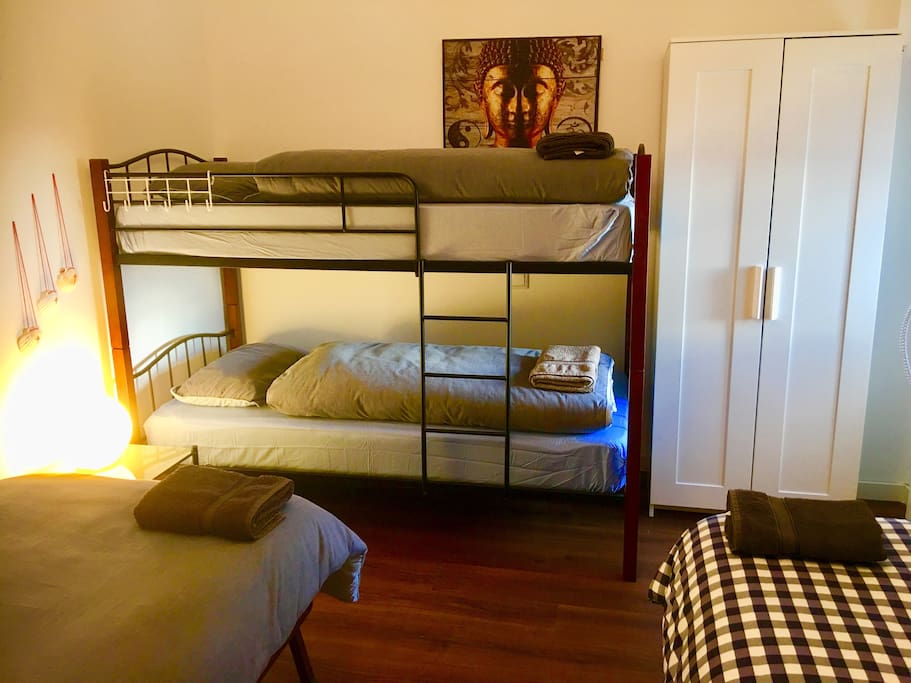 Private Room with 4 Single Beds