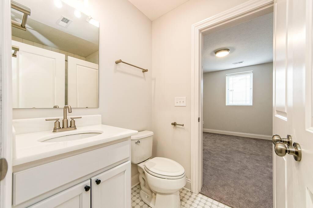 Private full bath with standing shower