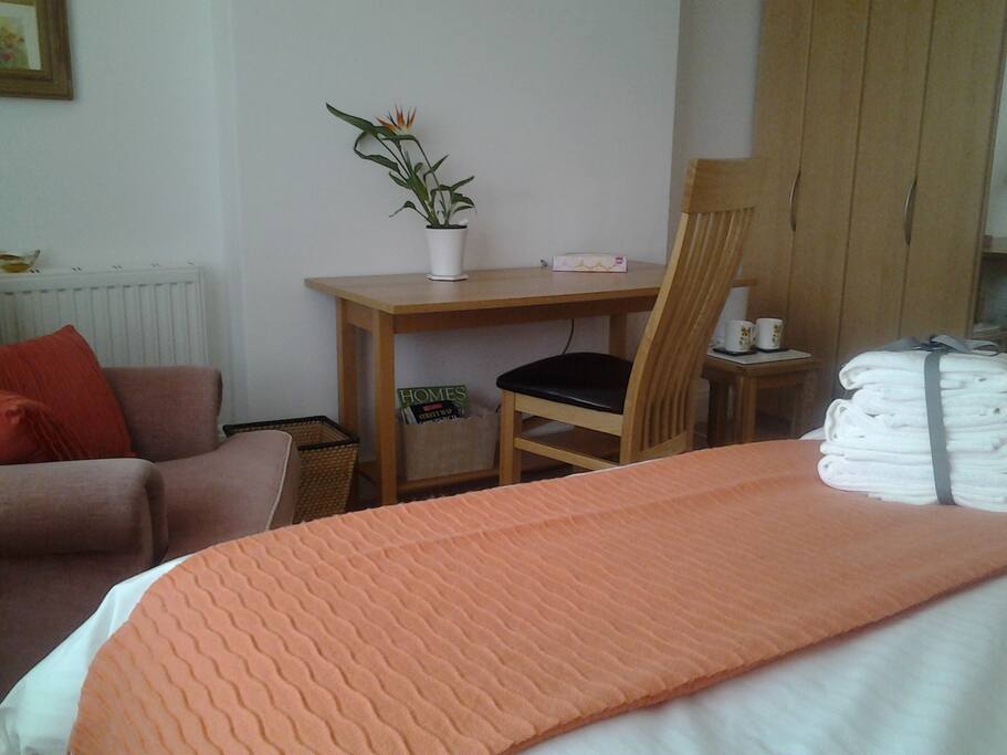 Desk and chair area