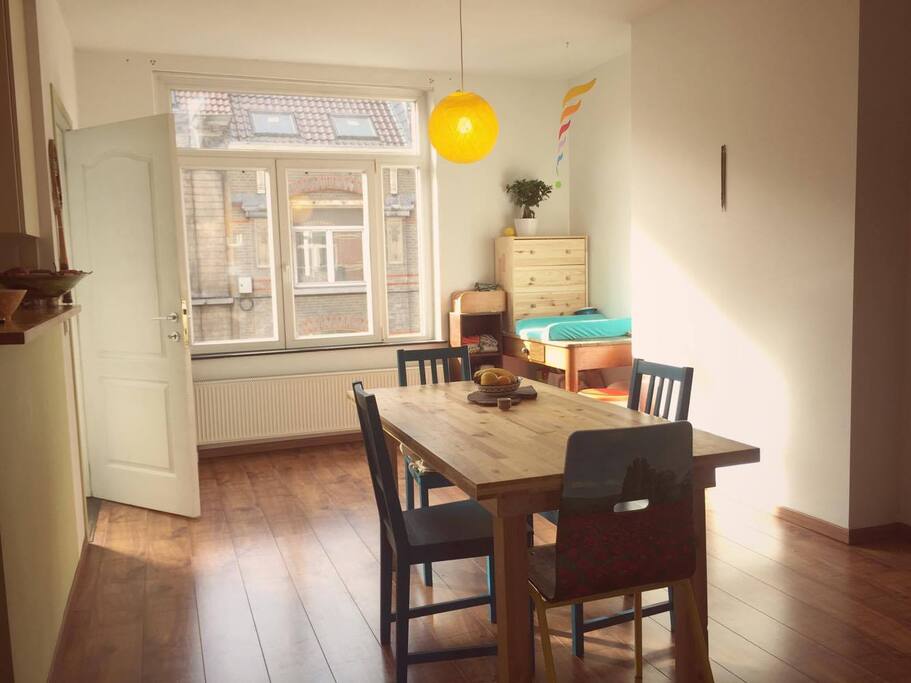 Dining area and window to street, baby changing station by window if needed...