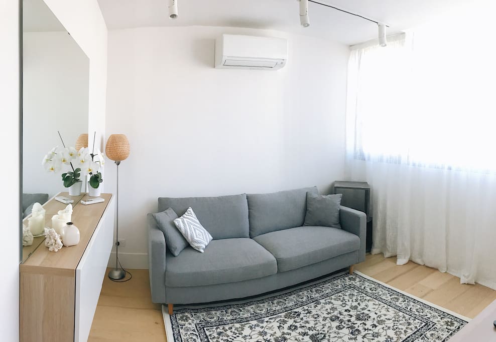 Modern living room with comfortable sofa