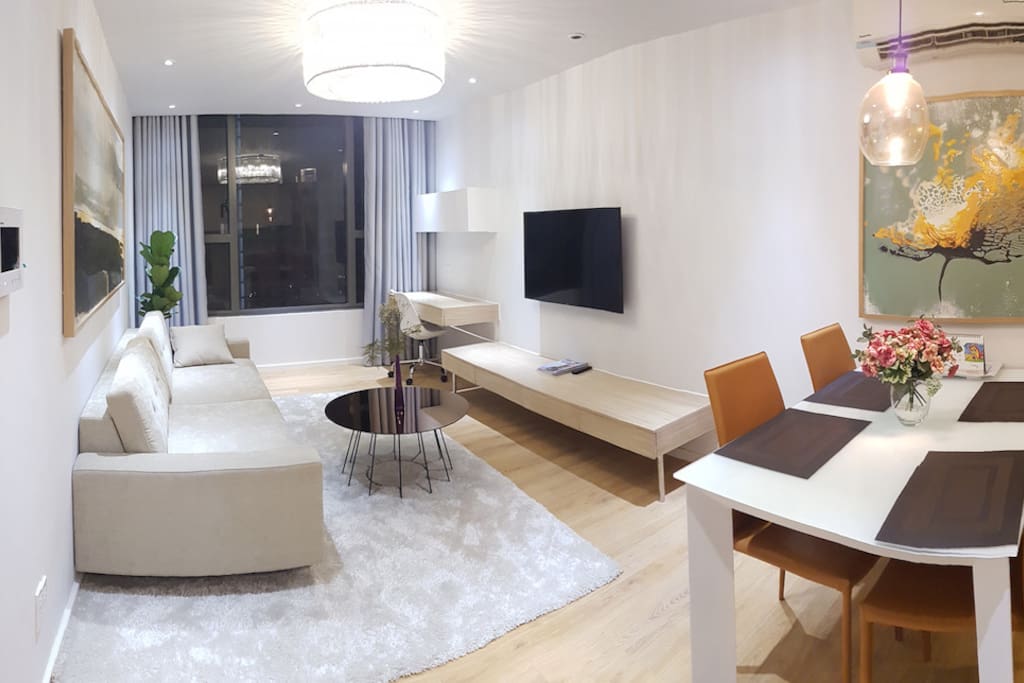 The entire apartment with living room, kitchen and two bedrooms.