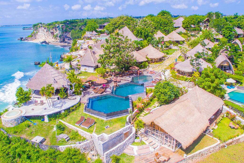 Overview of the resort and pools