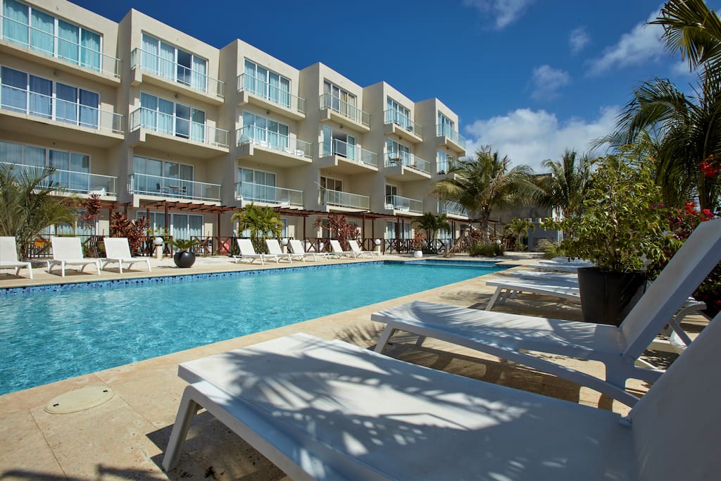 Plenty of lounge chairs around the pool