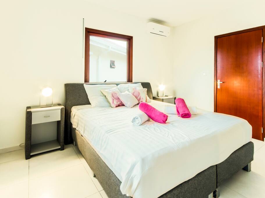 Downstairs and upstairs bed rooms with bathroom