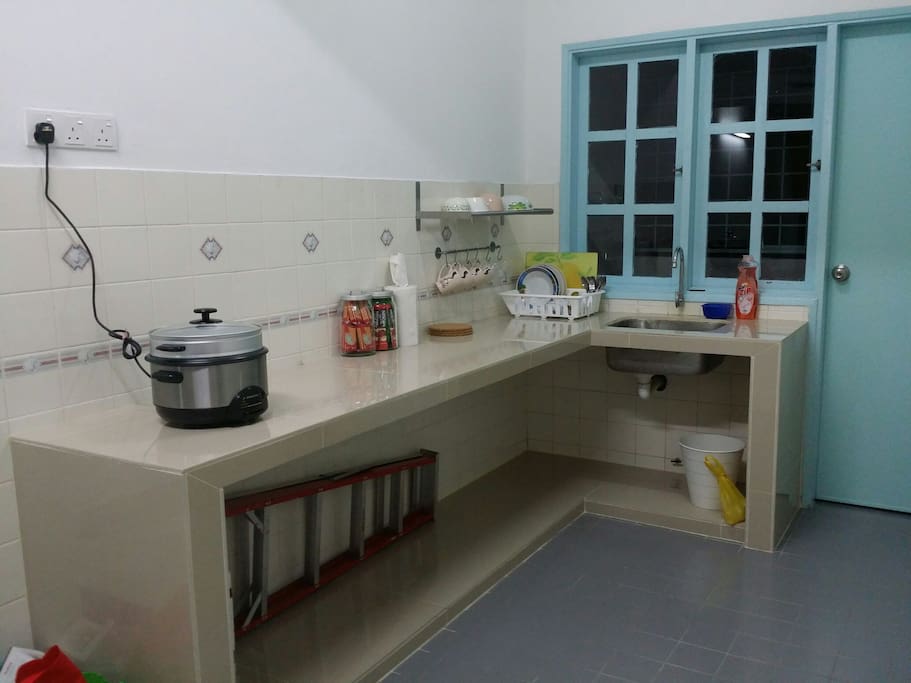 This is the kitchen side of the apartment. We are ready slow cooker & also kattle for the use.