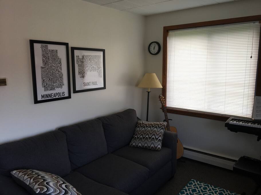 Living area: couch with chaise