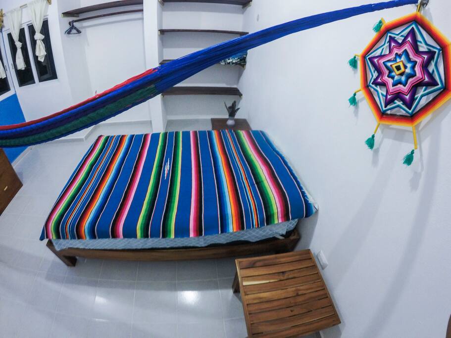 The hammocks can be moved. to your taste