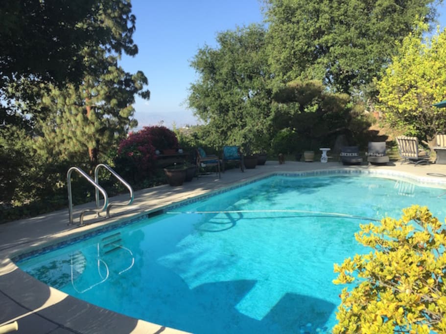 Pool with city lights views of the San Fernando Valley