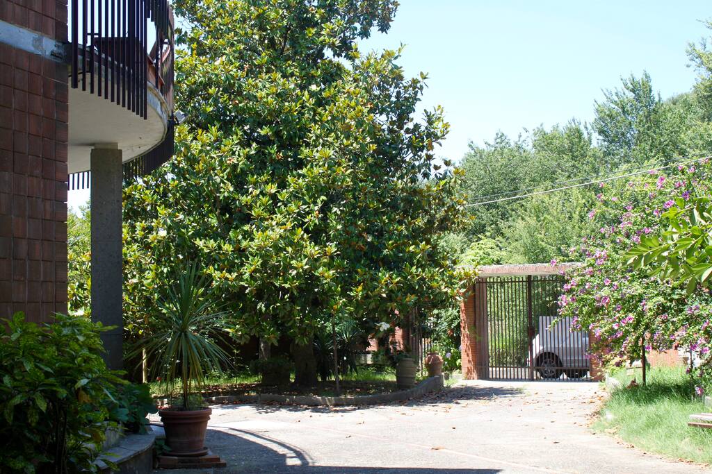 Off-street, gated parking area
