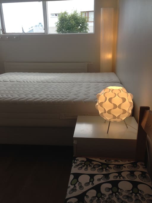 The bedroom setup with double bed (Two 90cm x 200cm beds)