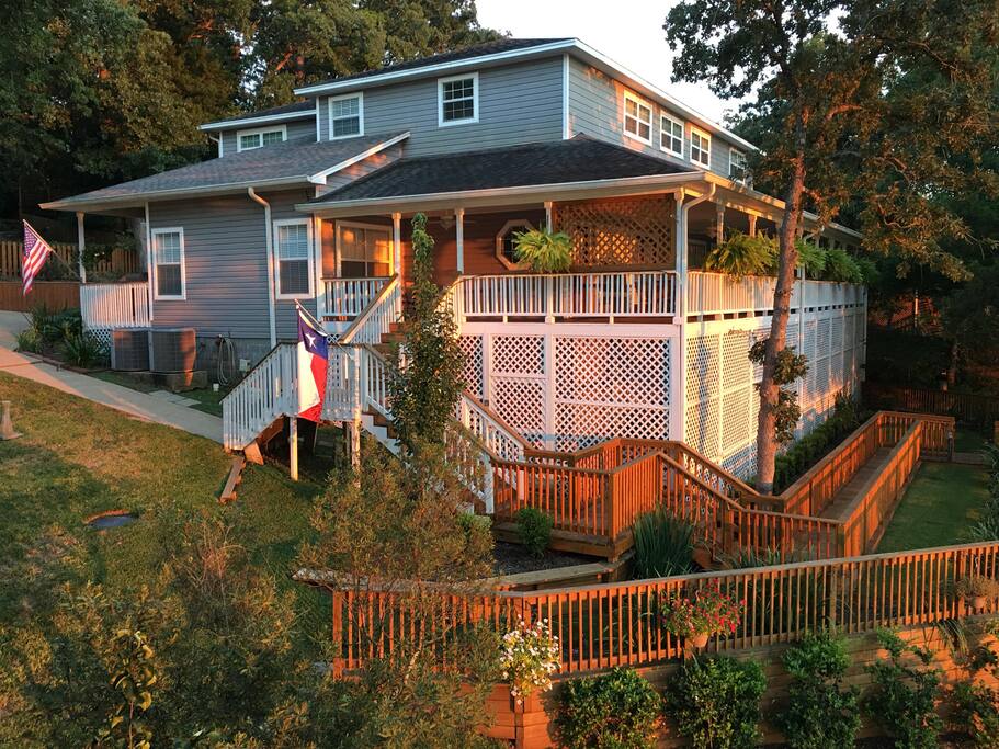 This side view of Lakeside was taken as the sun was setting. The home is shaded and faces west.