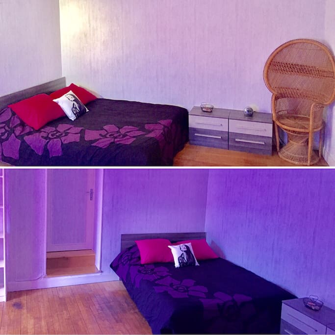 Chambre n*2, lit 2 places, chevet, armoire, possibilité d'ajouter 1 deuxième couchage pour 2 et 1 lit enfant &bébé