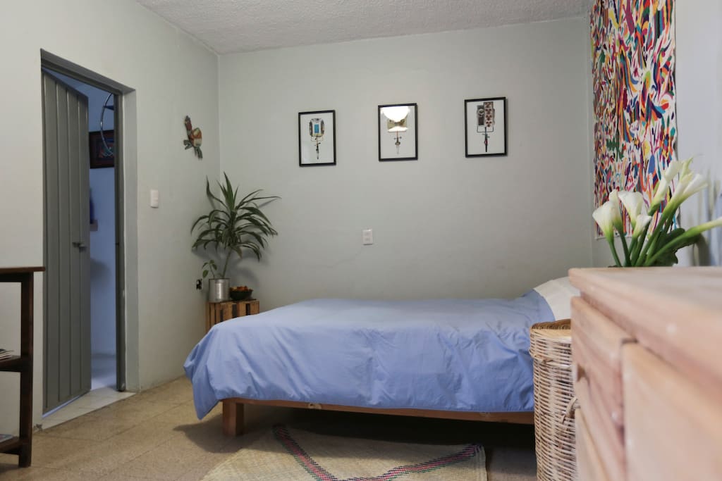 Room is bright and airy when private door to the patio is left open or close the door and create the perfect environment to sleep-in and rejuvenate after taking in Oaxaca's incredible nightlife.