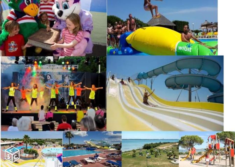 Piscine chauffée toute l'année, Jacuzzi et toboggans
