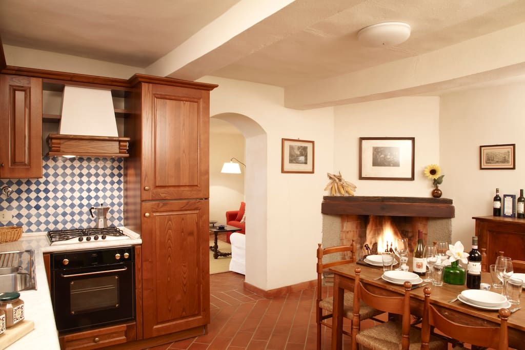Kitchen with Fireplace